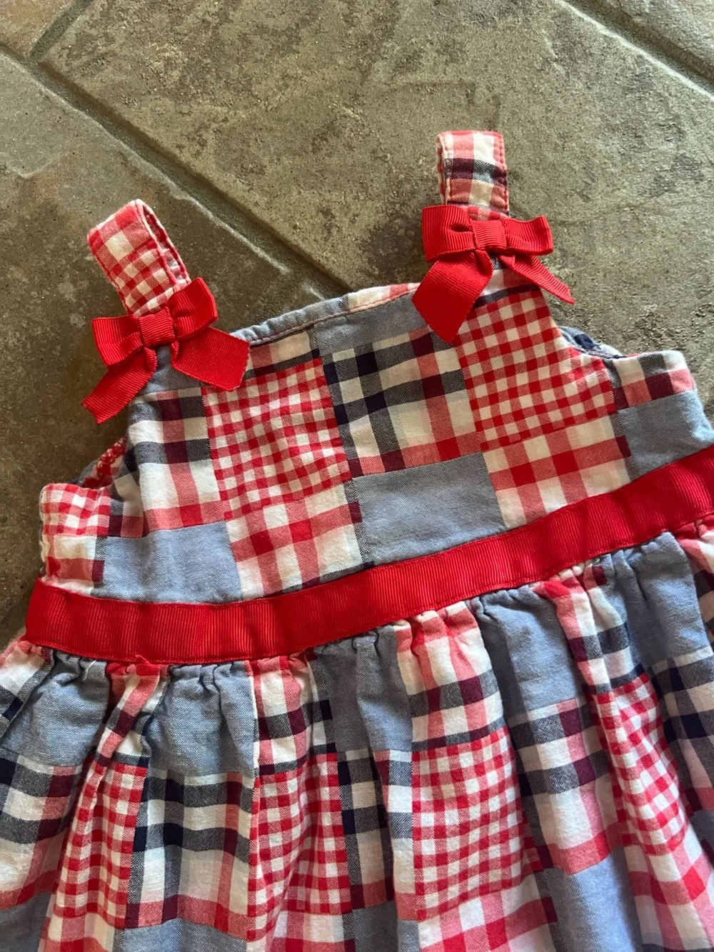 🎉5/$20🎉GYMBOREE Red, White & Blue Plaid Sundress with Bows-18-24M